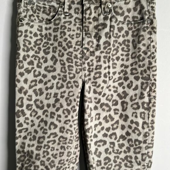 Good American Black and Gray Leopard Print Slim Mid Rise Trousers Size 2 - Picture 4 of 10
